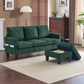 VINGLI 68.5' L Shaped Couch with Movable Storage Ottoman, Convertible Sectional Sofa in Soft Corduroy Fabric, Modern Reversible Chaise Couch for Small Spaces, Apartment, Living Room，Dark Green