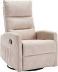 PELUMY Manual Recliner Chair, 360° Swivel Glider and Rocker Recliner with 155° Recline, Compact Fabric Recliner for Small Space, Nursery, Living Room, Bedroom, No Tools Assembly (Beige)