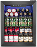 Feelfunn 1.7 Cu.Ft Beverage Refrigerator Cooler - 68 Can Mini Fridge Glass Door for Drink Soda Beer Wine - Small Refrigerator for Bedroom Office Home Dorm Bar, Black