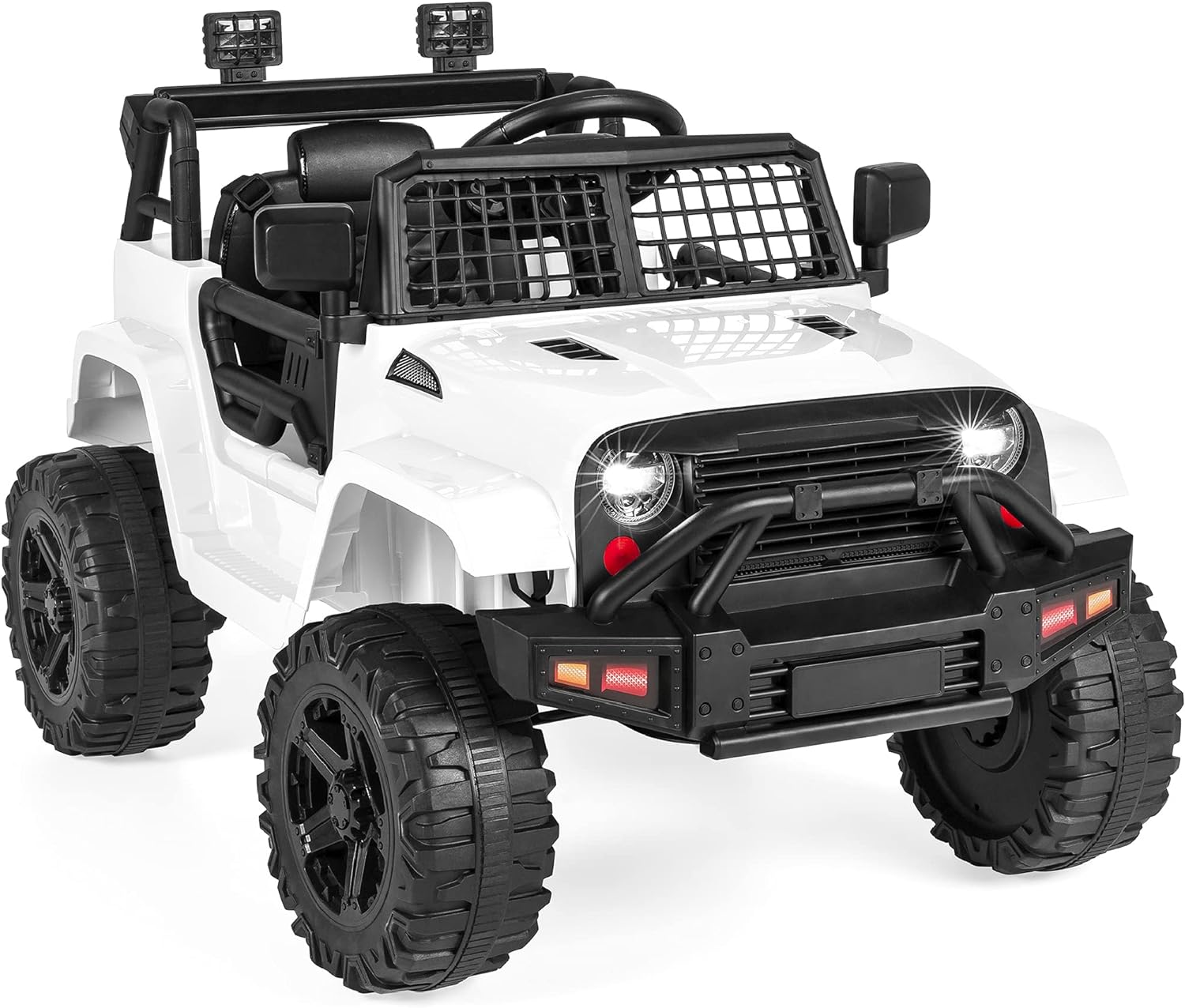 Best Choice Products 12V Kids Electric Vehicle Toy Ride On Car with Parent Remote Control for Toddlers, Seat Harness, 61 lbs Weight Capacity, Locking Doors, Spring Suspension, Bluetooth - White