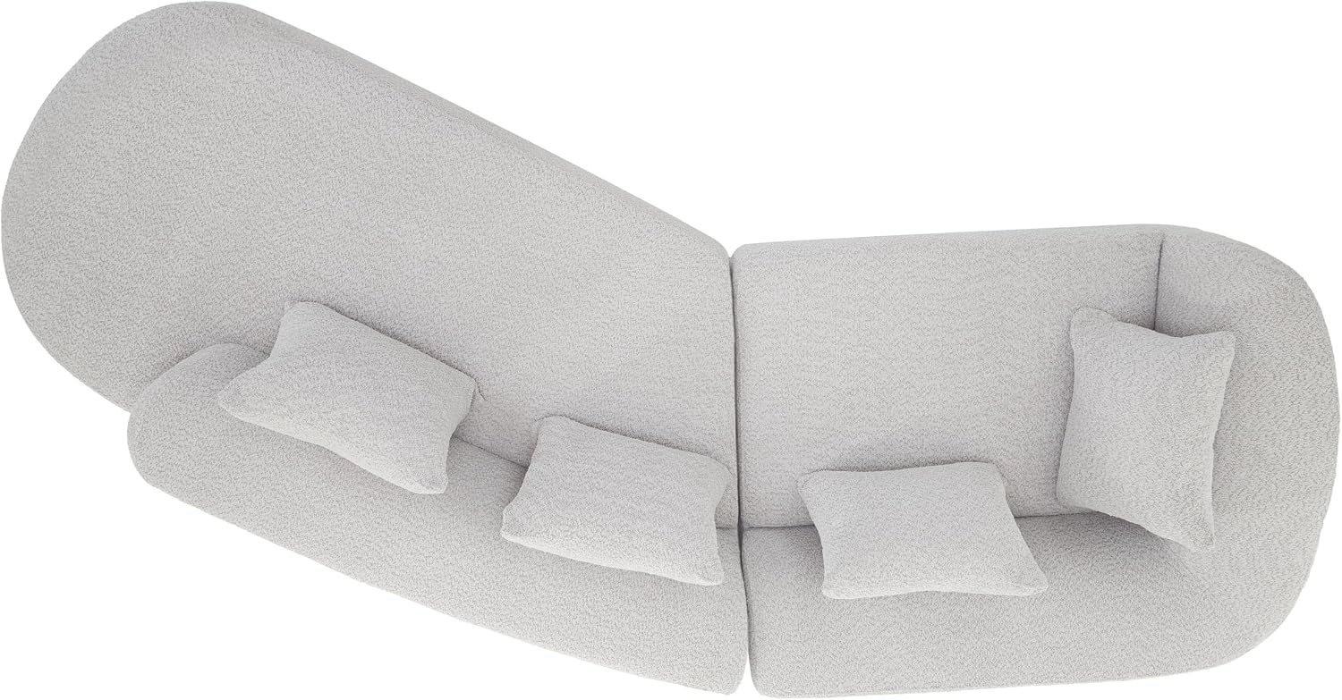 Christopher Knight Home Randa 116' Upholstered Sectional Sofa, 5-Seater Oversized Chair Cloud Couch, Fully Assembled Long Sofa Chaise Lounge, Fully Assembled, White Gray