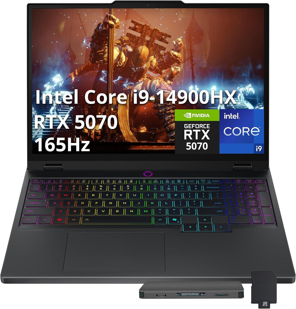 Lenovo Legion 5 15.1' WQXGA 165Hz Gaming Laptop, Intel i9-14900HX, 64GB DDR5, 2TB SSD, NVIDIA GeForce RTX 5070 8GB GDDR7, 24-Zone RGB Backlit Keyboard, Wi-Fi 7, Win 11, Black, 1TB Docking Station Set