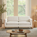 Christopher Knight Home Bricez 79' Sofa Couch, Cozy Upholstered 3-Seater Sofa, Oversized Loveseat, Comfy Fabric Couches for Living Room and Office, Modern Couch and Sofa, Wooden Frame, White
