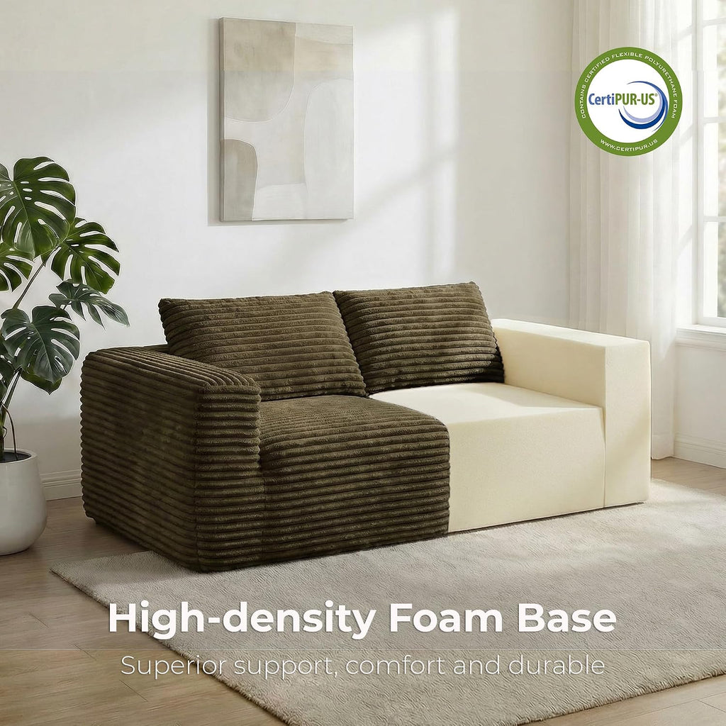 LIKIMIO Liorin Plush 71' Luxury Corduroy Boneless Cloud Couch, No Assembly Small Space Loveseat for Apartment, Office & Living Room, Brown