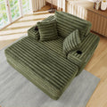 5-In-1 Oversized Chaise Lounge Chair Indoor with Ottoman,54.5'W Faux Fur Convertible Folding Sleeper Sofa Bed with Cup Holder&Side Pocket,Comfy Boneless Couch Sofa Chair for Living Room,Bedroom(Green)