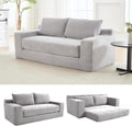GNIXUU Corduroy Cloud Loveseat Sofa, 2 in 1 Convertible Sleeper Sofa with Fixed-Shape Frame, Comfy Folding Boneless Love Seat Couches for Living Room, Apartment, Small Spaces Grey