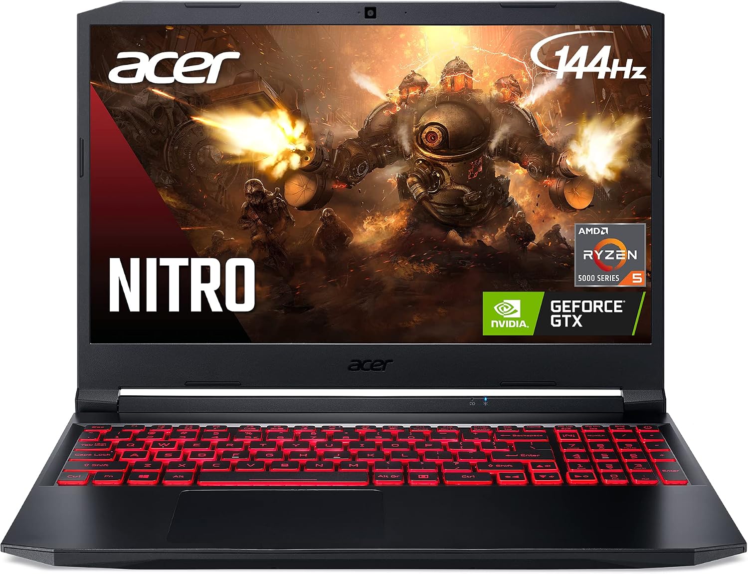 acer Nitro 5 AN515-45-R83Z Gaming Laptop, AMD Ryzen 5 5600H Hexa-Core Processor | NVIDIA GeForce GTX 1650 | 15.6' FHD 144Hz IPS Display | 8GB DDR4 | 256GB NVMe SSD | WiFi 6 | Backlit Keyboard