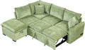 LUMISOL 82.7' Convertible Sleeper Sofa Bed with Storage Ottoman, L-Shaped Sectional Sofa with Pull Out Bed, USB Ports, Chenille Sleeper Sofa Couch with Chaise for Living Room, Green