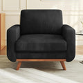 Vesgantti 38.5' Accent Chair Black, Comfy Corduroy Single Sofa Seat with Spring Cushion, Upholstered Armchair with Deep Seat, Reading Chair for Adults, Modern Sofa for Living Room, Bedroom