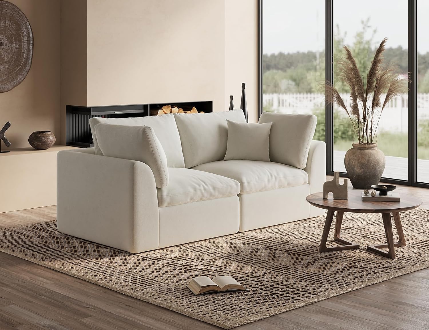 ohllob 78.9' Loveseat Sofa, Cloud Boneless Couches for Living Room, Modern Modular Sectional Sofa, Oversized, Warm White