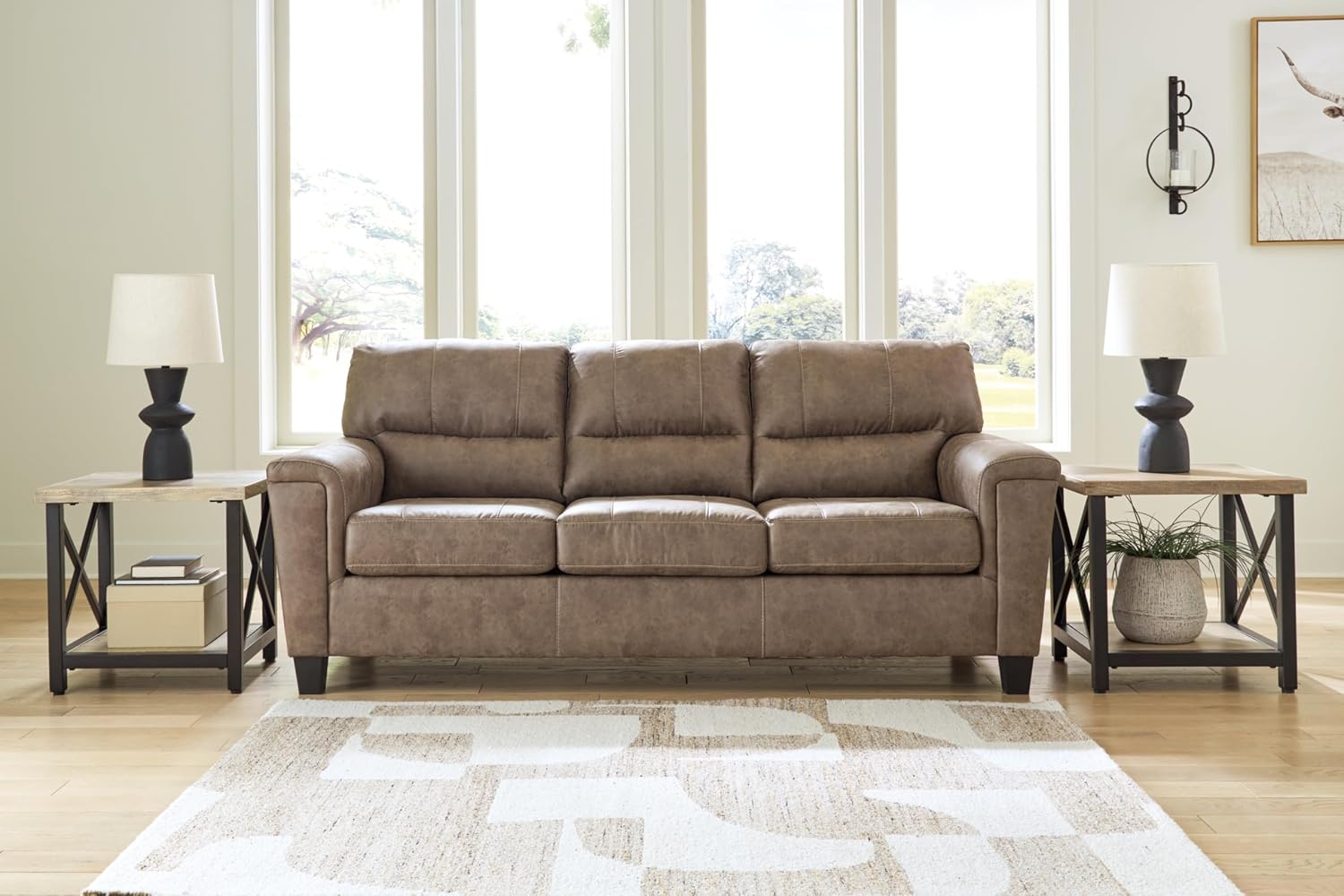 Signature Design by Ashley Navi Modern Queen Sofa Sleeper with Removable Cushions, Dark Brown