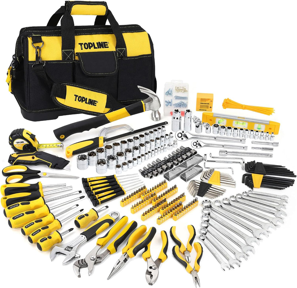 TOPLINE 467-Piece Household Home Tool Sets for Mechanics, 16-Inch Tool Bag with Heavy Duty Home Tool Kit Included, Tool Sets for Men, Tool Kits for Home General Maintenance, Basic Applications