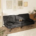 Homall Futon Sofa Bed, Futon Couch with Removable Armrests, Adjustable Recliner Sleeper Sofa Bed with Dual Cup Holders for Living Room, Apartment, Office (Fabric, Black)