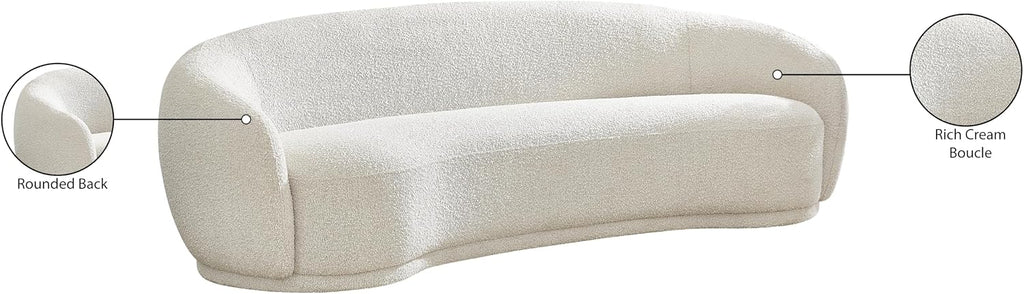 Meridian Furniture 693Cream-S Hyde Collection Modern | Contemporary Boucle Fabric Upholstered Sofa, Cream, 89.5' W x 38' D x 28' H