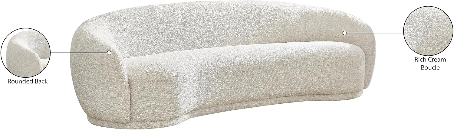 Meridian Furniture 693Cream-S Hyde Collection Modern | Contemporary Boucle Fabric Upholstered Sofa, Cream, 89.5' W x 38' D x 28' H
