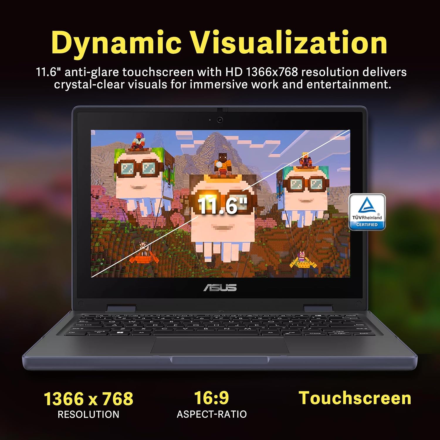ASUS BR1102FGA 11.6' 2-in-1 Rugged & Spill Resistant Touchscreen Laptop, Intel Celeron N100, 4GB RAM, 288GB Storage(128GB SSD+160GB Docking Station Set), UHD Graphics, WiFi 6, Webcam, Win 11 Pro, Gray