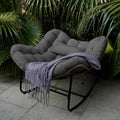 Outdoor Papasan Rocking Chair,Papasan Chairs with Cushion and Frame,Oversized Papasan Rocking Egg Chairs,Rattan Rocking Papasan Chair for Living Room,Outdoor.Gray