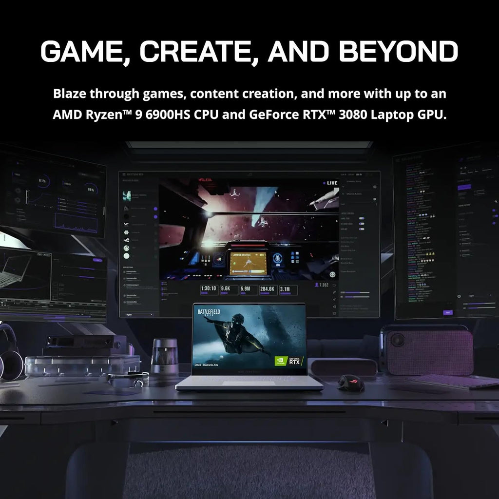 ASUS ROG Zephyrus G15 15.6' 240Hz QHD Gaming Laptop, AMD Ryzen 9 6900HS, GeForce RTX 3080 8GB GDDR6, 40GB DDR5, 1TB PCIe SSD, Backlit Keyboard, HD Camera, Win 11 Pro, Gray, 128GB Docking Station Set
