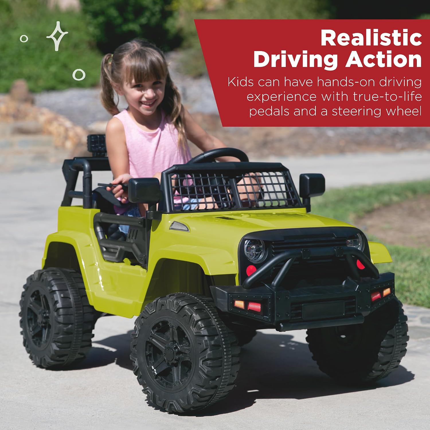 Best Choice Products 12V Kids Electric Vehicle Toy Ride On Car with Parent Remote Control for Toddlers, Seat Harness, 61 lbs Weight Capacity, Locking Doors, Spring Suspension, Bluetooth - Green