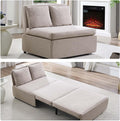 CECER 43.3' Twin Size Pull Out Sofa Bed, Pull Out Couch Bed with 2 Pillows, Linen Convertible Sleeper Sofa with Foldable Mattress, 2 in 1 Armless Sleeper Sofa for Living Room (Beige)