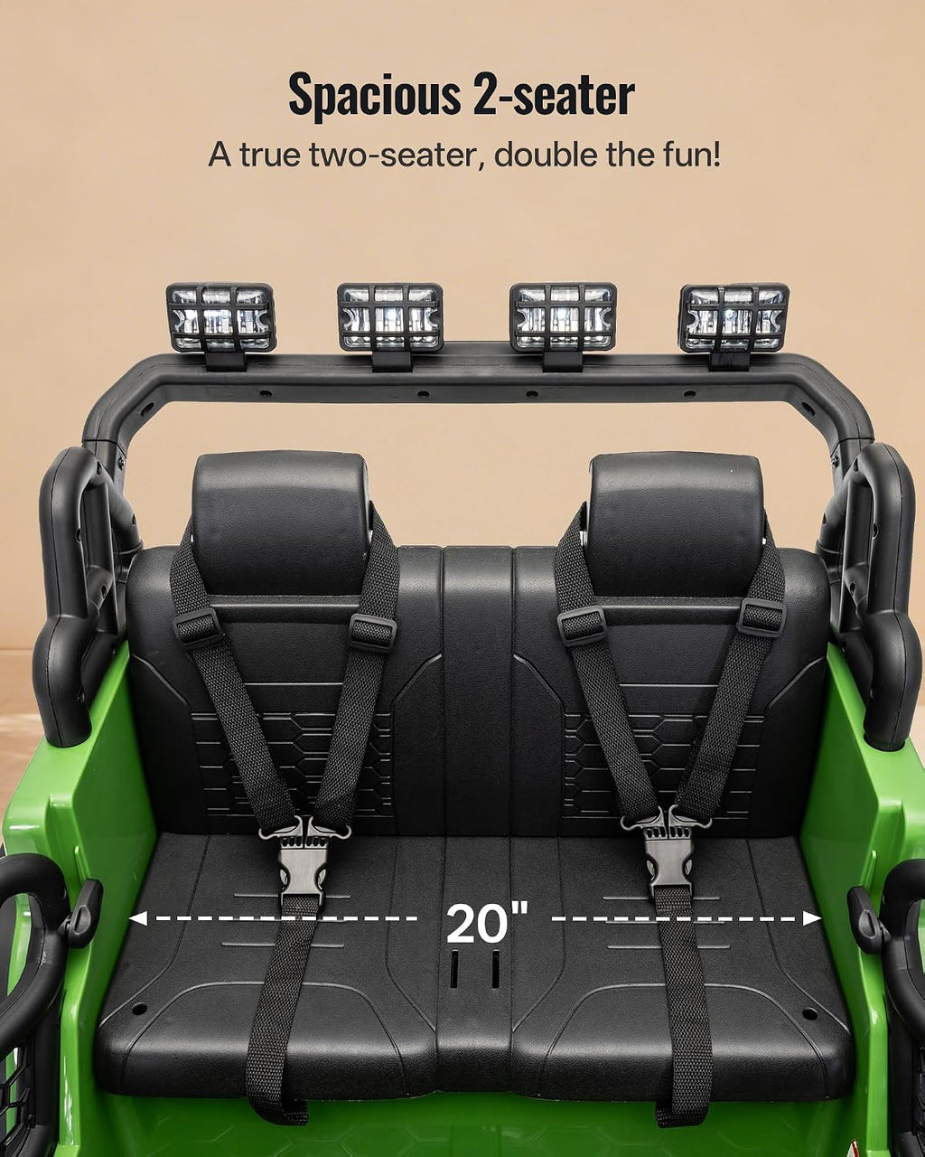 Outfunny 2 Seater Ride on Car Toy, 12V Electric Car for Kids 4-8 with Remote Control, Capacity 110 lb, LED Light - Green