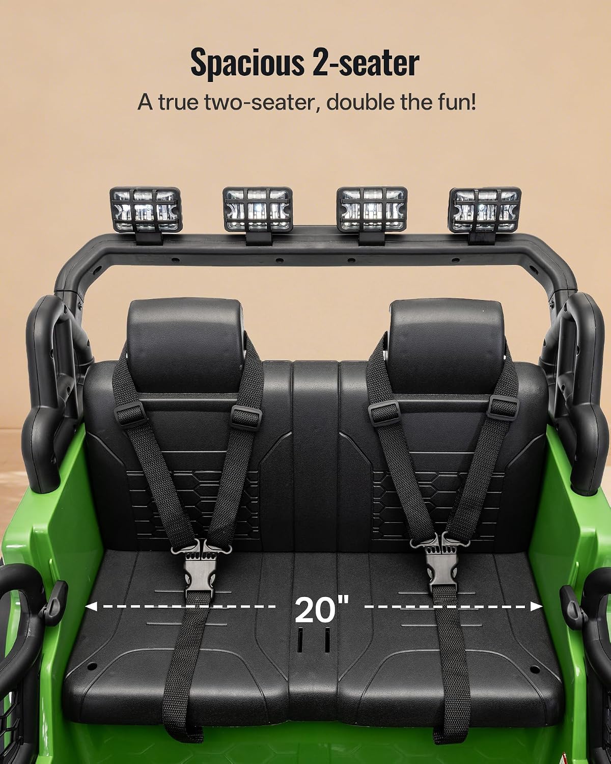 Outfunny 2 Seater Ride on Car Toy, 12V Electric Car for Kids 4-8 with Remote Control, Capacity 110 lb, LED Light - Green