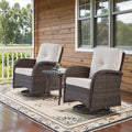 Belord Patio Wicker Chairs Swivel Rocker - Outdoor Swivel Rocking Chairs Set of 2 with Rattan Side Table, Patio Swivel Glider Chair 3 Piece Patio Furniture Sets for Deck Porch Pool Brown/Beige