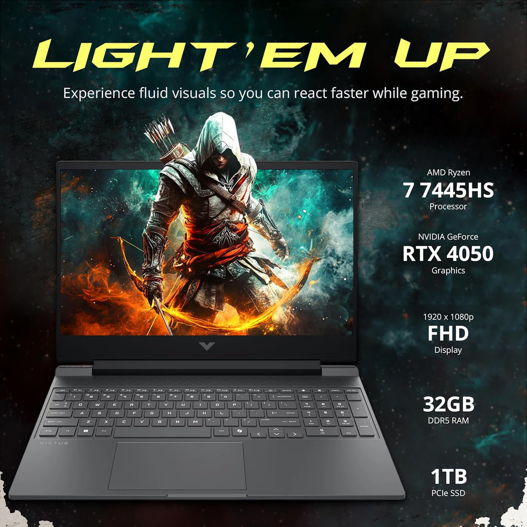 HP Victus 15.6' FHD 144Hz Gaming Laptop, AMD Ryzen 7 7445HS, NVIDIA GeForce RTX 4050, 32GB DDR5, 1TB PCIe SSD, Backlit Keyboard, Numeric Keypad, Wi-Fi 6, Win 11, Silver, 256GB Docking Station Set