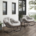 Outdoor Rocking Chairs Set of 2, Patio Oversized Egg Rocking Chair,Indoor & Outdoor Upholstered Papasan Chairs, Modern Lounge Chair for Balcony,Living Room Patio, Front Porch, Garden