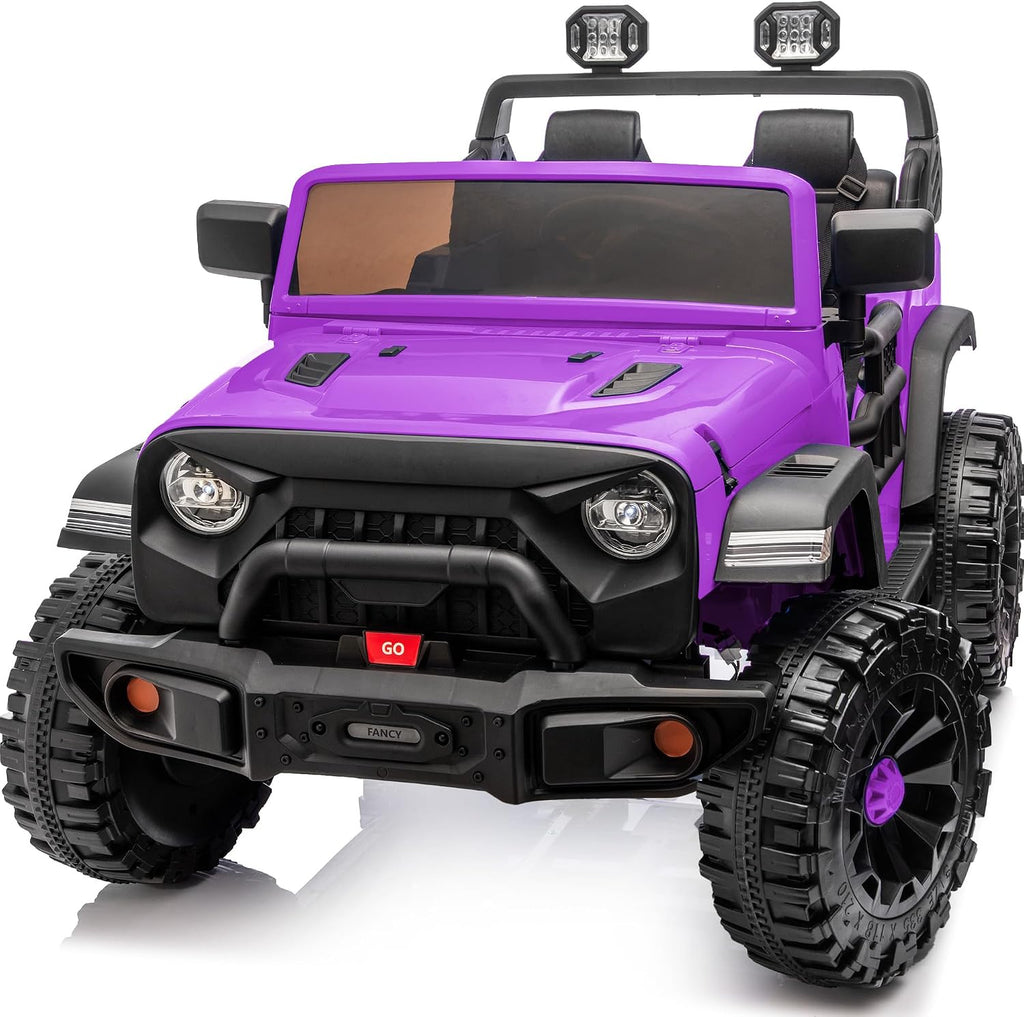 Outfunny 2 Seater Ride on Car Toy, 12V Electric Car for Kids 4-8 with Remote Control, Capacity 150 lb, LED Light - Purple