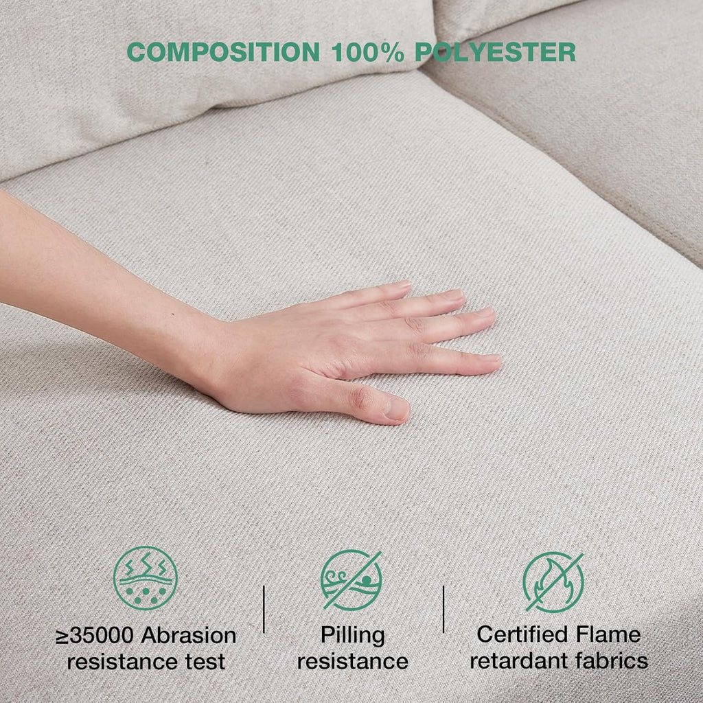 Novilla 57' Linen Loveseat - Small Sofa w/ 2 Bolster Pillows for Apartment, Easy Assembly, Beige