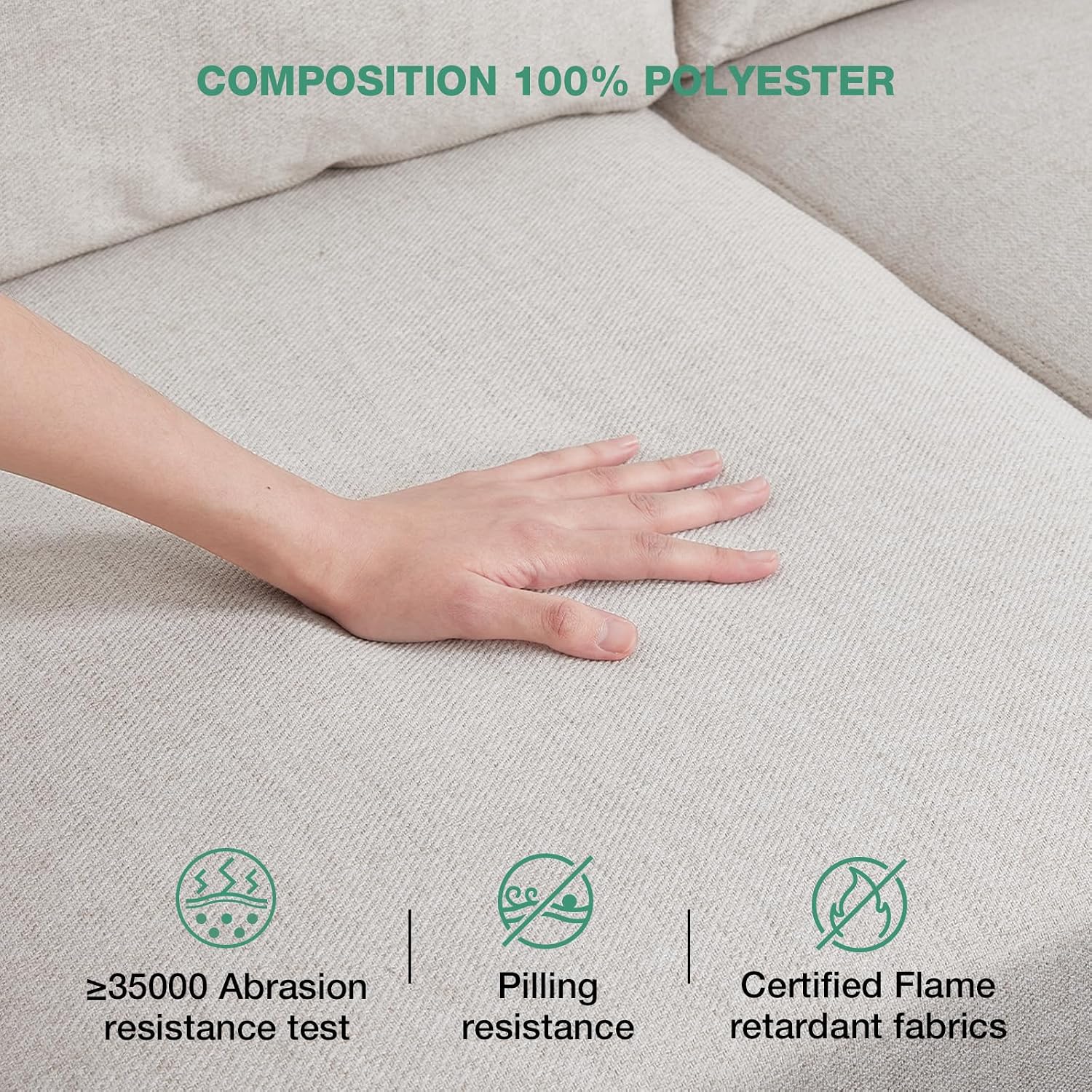 Novilla 57' Linen Loveseat - Small Sofa w/ 2 Bolster Pillows for Apartment, Easy Assembly, Beige