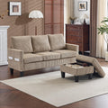 VINGLI 68.5' L Shaped Couch with Movable Storage Ottoman, Convertible Sectional Sofa in Soft Corduroy Fabric, Modern Reversible Chaise Couch for Small Spaces, Apartment, Living Room，Khaki