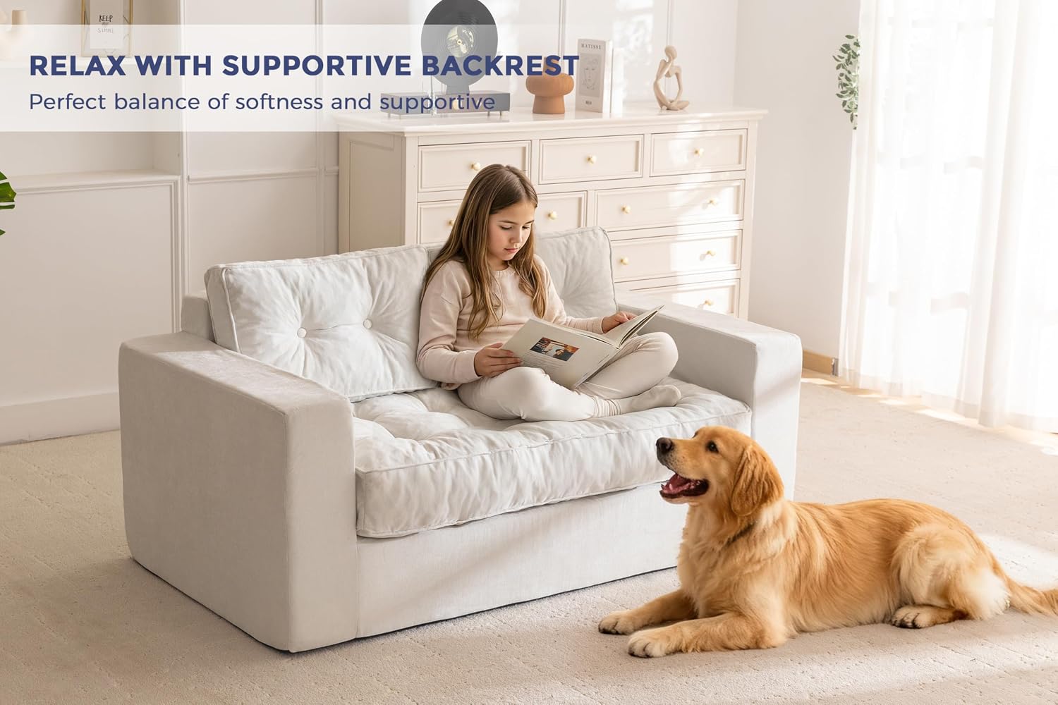 MAXYOYO Boneless Sofa Couch, 59' Loveseat Sofa for Small Space, Tufted Floor Couch Bean Bag Chair for Living Room Bedroom Apartment, Sofa in a Box, No Assembly Needed, Grey