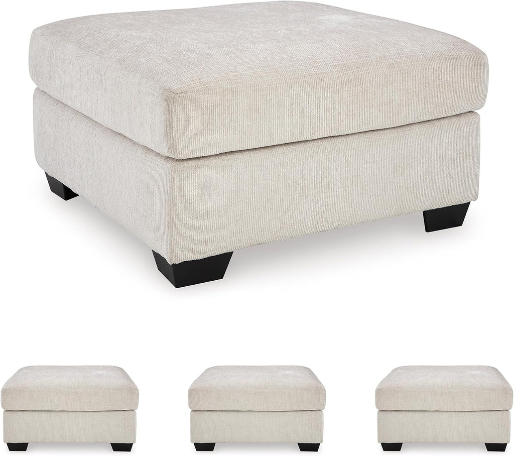 Signature Design by Ashley Aviemore Contemporary Square Oversized Accent Ottoman for Living Room, Beige