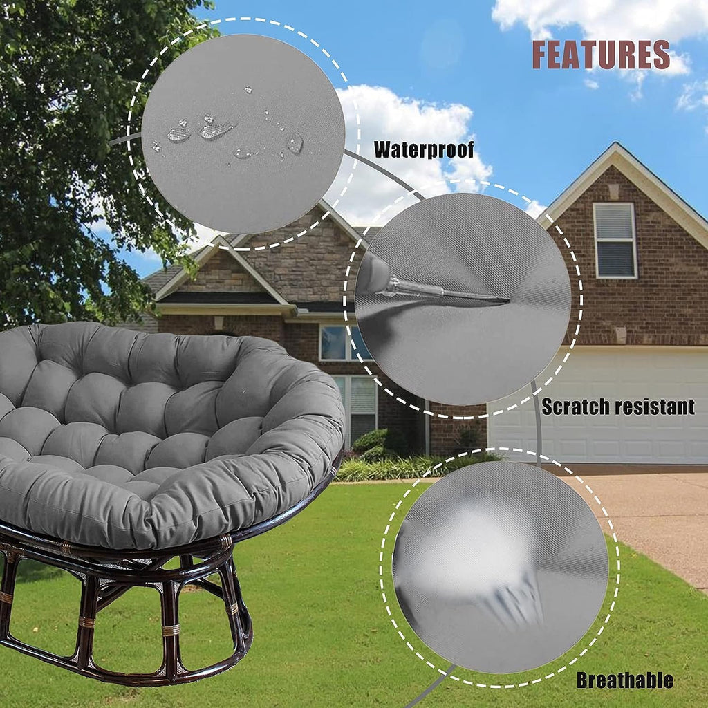 Double Papasan Cushion, Thick Comfortable Hammocks Swing Pads with Ties, Oversized Overstuffed double Papasan Chair Cushion Only (Black), 67in*47in