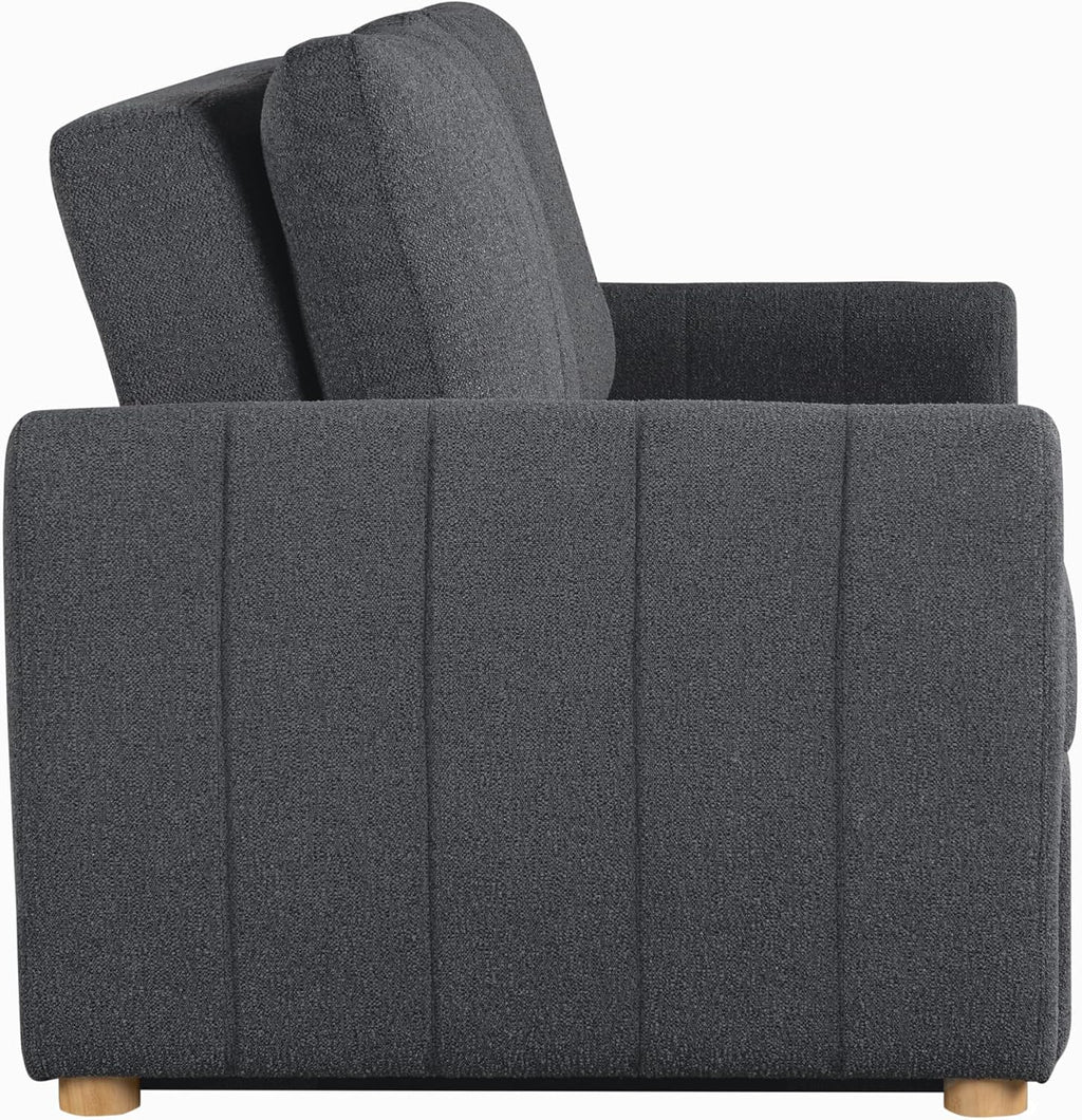 Serta Galway 66.5' Convertible Sleeper Loveseat, Full Size, Dreamcoil Comfort, FingerGuard Pinch Point Protection, Boucle Fabric, Charcoal