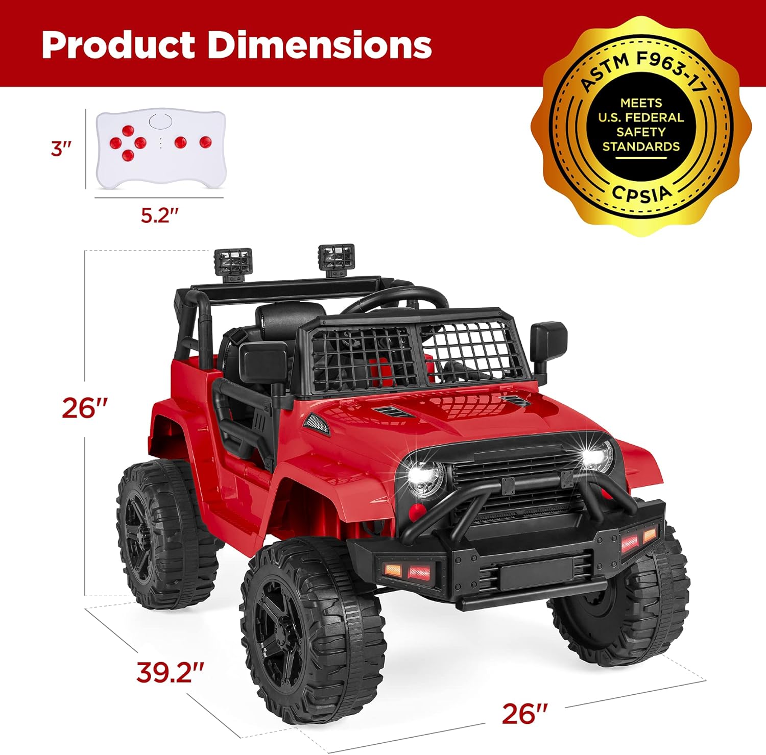 Best Choice Products 12V Kids Electric Vehicle Toy Ride On Car with Parent Remote Control for Toddlers, Seat Harness, 61 lbs Weight Capacity, Locking Doors, Spring Suspension, Bluetooth - Red