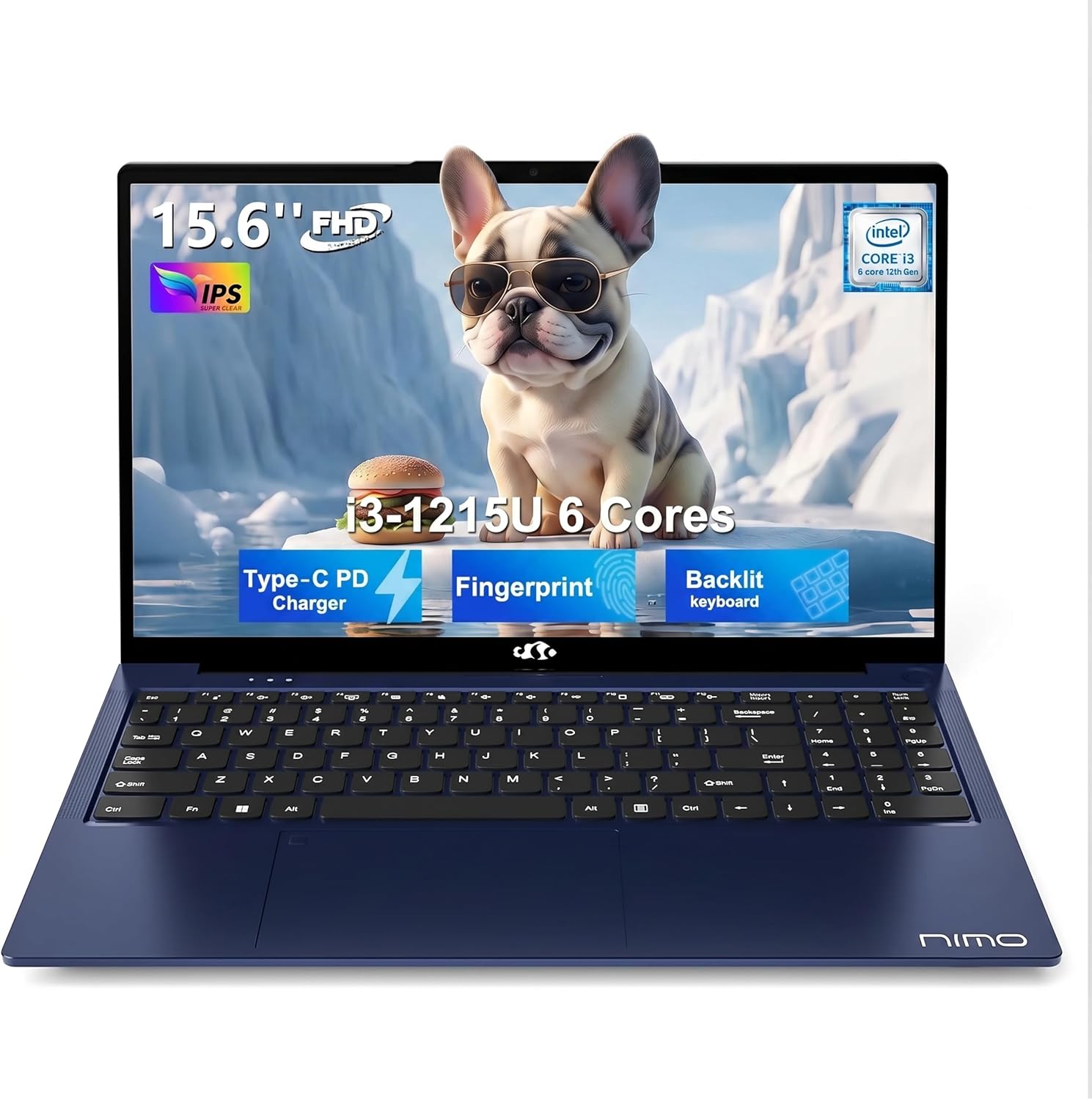 NIMO 15.6' FHD IPS Laptop, Core i3-1215U(Beats i5-1135G7, Matches i7-1165G7), 8GB RAM 256GB SSD, Backlit Keyboard, Fingerprint Reader, WiFi 6, Thin & Lightweight Laptop for Students, Home & Business