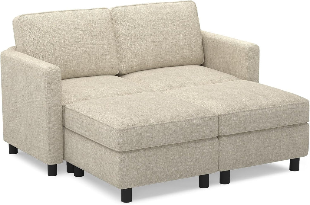 Belffin 58.3' Modular Sectional Sofa 4 Seats Sleeper Sofa Washable Sectional Couches for Living Room Comfy Couches with Storage Seat Couch Sofas with Chaise,Beige