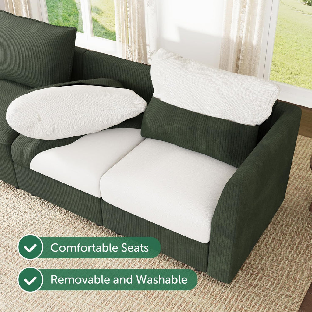 HONBAY Modular Sectional Sofa with Storage U Shaped Sectional Sofa, Convertible Couches for Living Room - Green