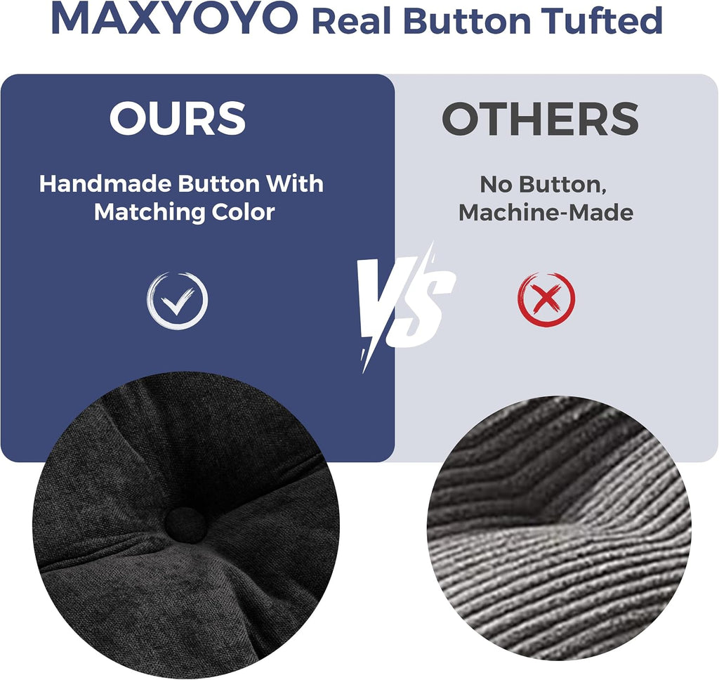 MAXYOYO Boneless Sofa Couch, Loveseat Sofa for Small Space, Tufted 2-Seater Floor Couch Bean Bag Chair for Living Room Bedroom Apartment, Sofa in a Box, No Assembly Needed, Black