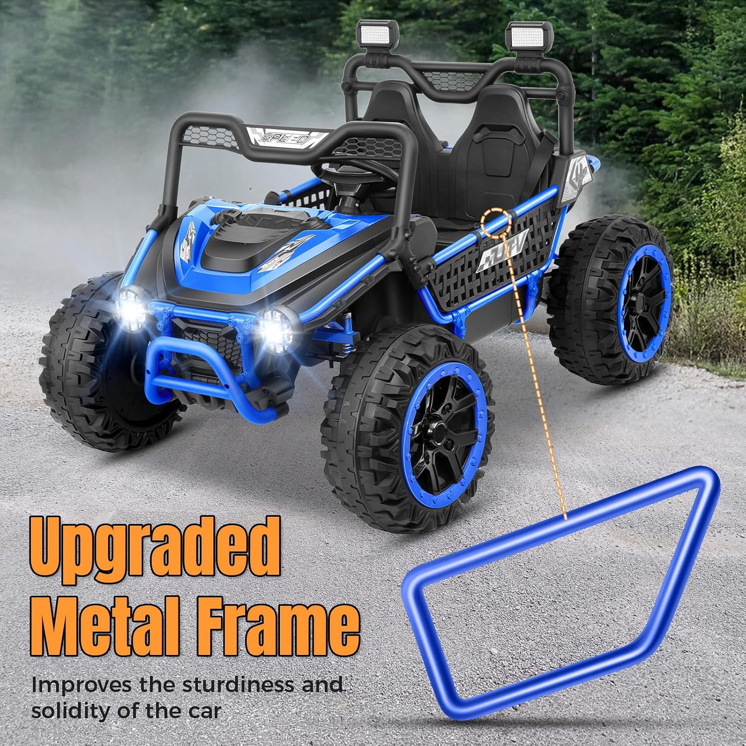 Hikole 24V Ride on Toy Car for Big Kids 4-8, XL Kids UTV 2 Seater with Remote Control, 22' Spacious Seat, MP3 & USB, 3 Speed, Storage, Electric Power Wheels for Boys Girls, Blue