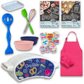 Ultimate Easy Baking Oven Bundle For Kids With 20 Items - Oven, 2 Refill Mixes, Apron, Hat, 2 Bowls, Spatula, Whisk, 9 Stickers, Baking Pan & Tool (Happy Hot Pink Baker Bundle)
