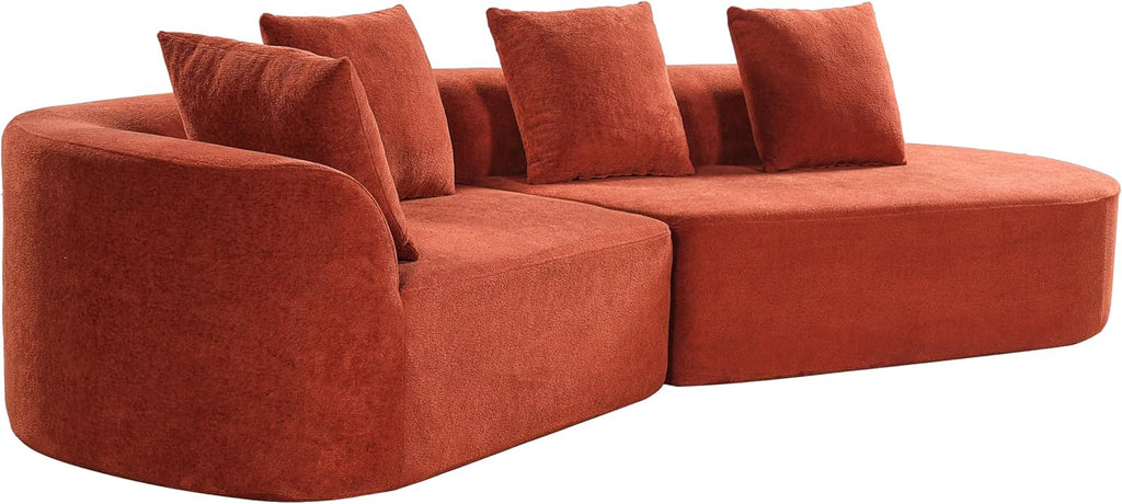 Christopher Knight Home Randa Upholstered Modern Sofa Couch, Boneless Cloud Sofa, Fully Assembled Long Sofa Chaise Lounge, Large Upholstered Couch, Orange