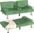 Homall Futon Sofa Bed, Futon Couch with Removable Armrests, Adjustable Recliner Sleeper Sofa Bed with Dual Cup Holders for Living Room, Apartment, Office (Corduroy, Green)