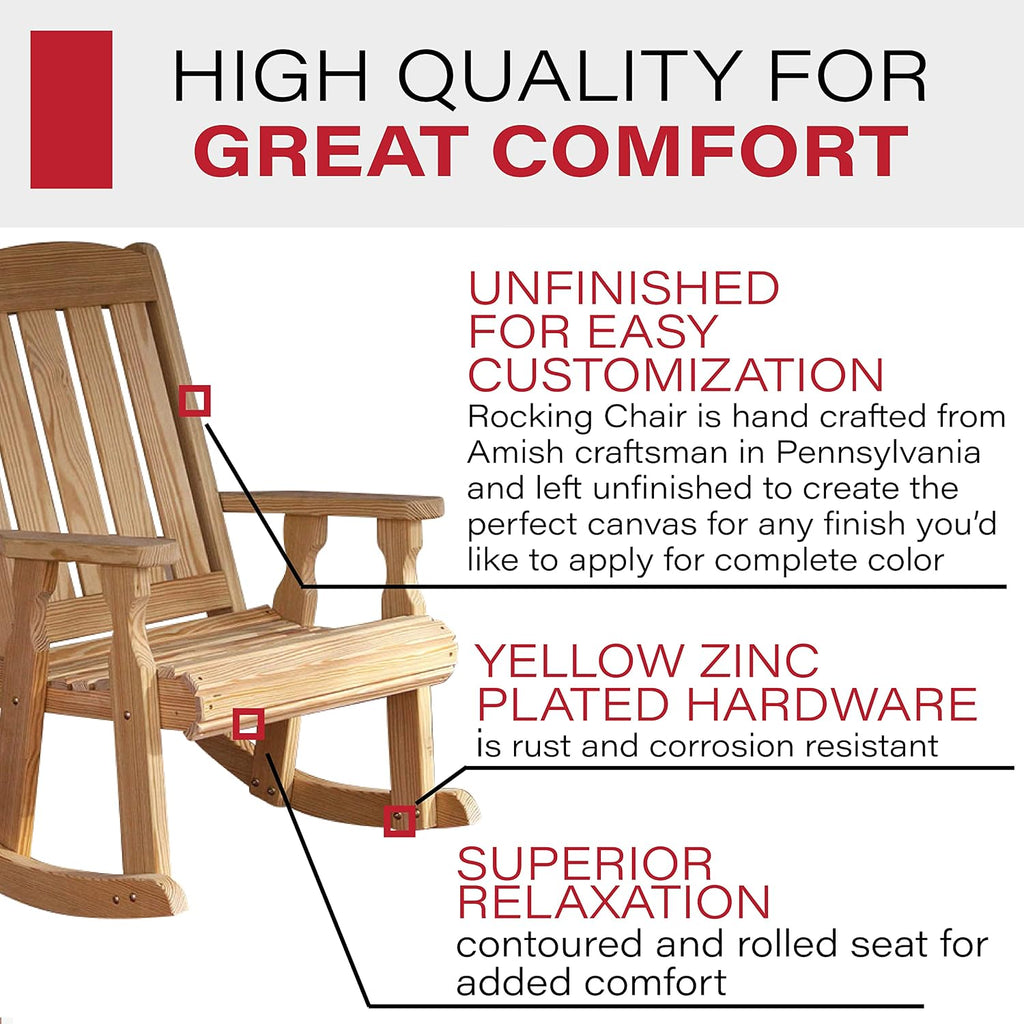 Amish Heavy Duty 600 Lb Mission Pressure Treated Rocking Chair (Unfinished)