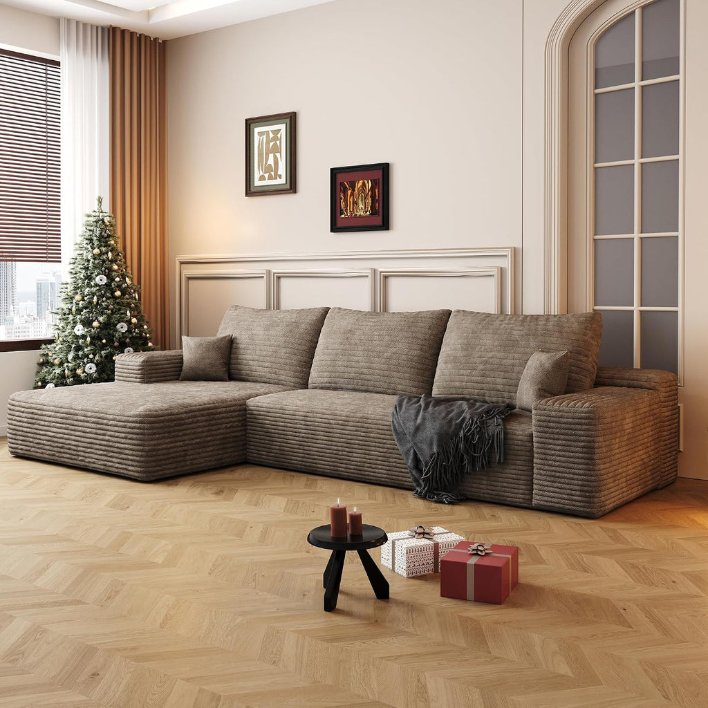 AUGOP 108' Sectional Couches for Living Room Modern Modular Sofa with L-Shape Couchs Upholstered Boneless Couch Deep Seat Sectional Couch with Chaise (Camel, Left Facing Chaise+2Seaters)