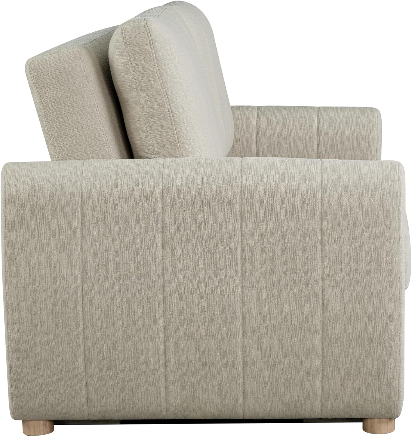 Serta Galway 66.5' Convertible Sleeper Loveseat, Full Size, Dreamcoil Comfort, FingerGuard Pinch Point Protection, Soft Woven Fabric, Beige