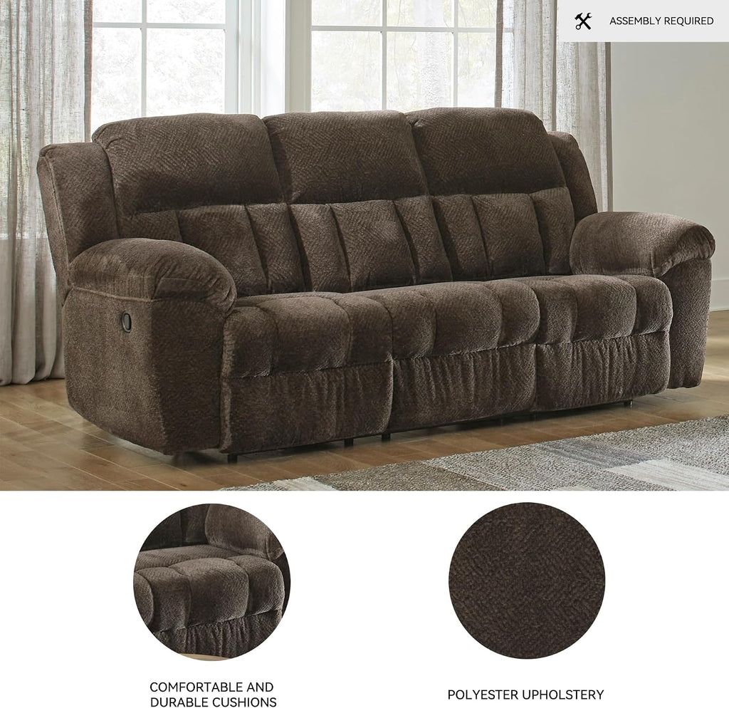 Signature Design by Ashley Frohn Modern Manual Reclining Sofa, Dark Brown